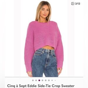 Cinq à Sept Vibrant Pink Crop Sweater